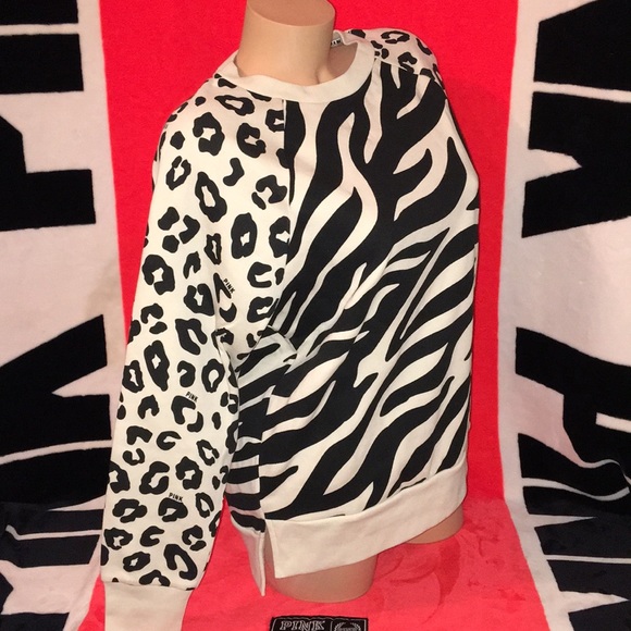 🛑SOLD🛑 Pink Zebra/Leopard Fleece Sweatshirt NEW - Picture 6 of 8
